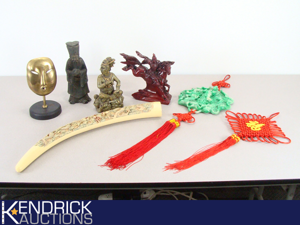lot 87 image: Large Lot of Asian Themed Figurines and Plaques