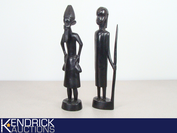 lot 75 image: 2 Exotic Wood African Man and Woman Figures