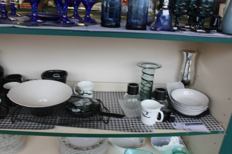 Shelf Lot of Ceramics, Glassware