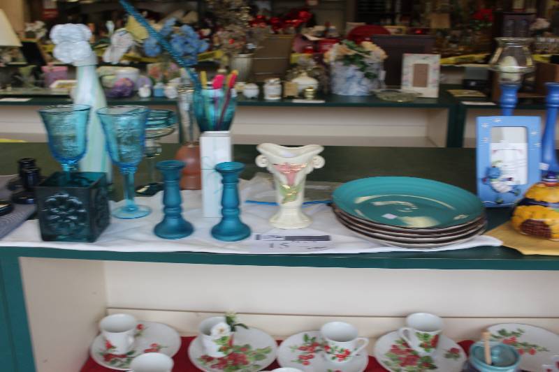 Top Shelf Lot of Ceramics, Glassware