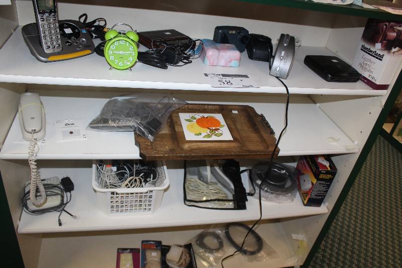 4-Shelf Lot of Home Decorations, Electronics