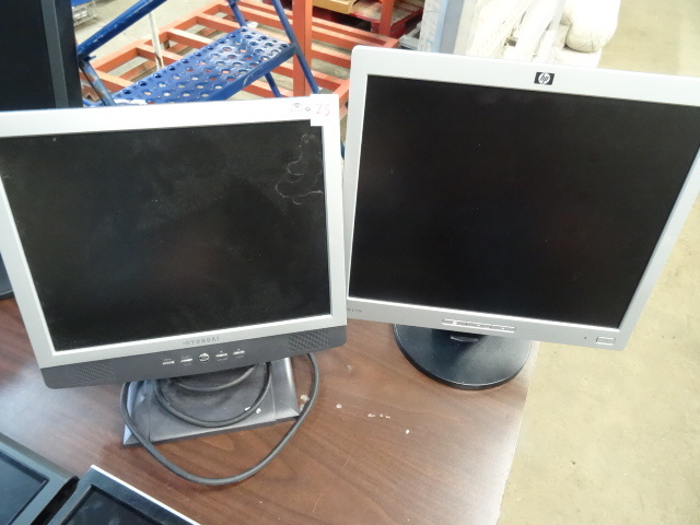 lot 25 image: HP and Hyundai Computer Monitors