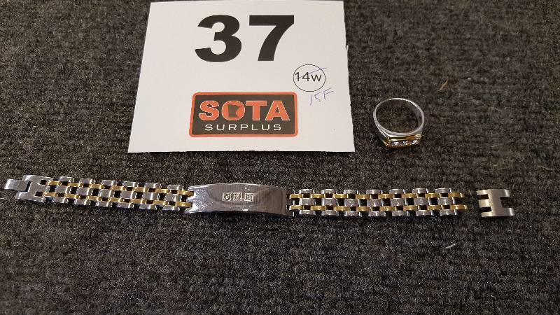 lot 37 image: Mens Two-Tone Steel Crystal Bracelet & Ring Set 11