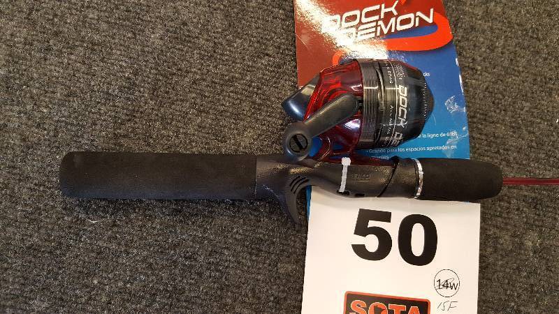 lot 50 image: ZEBCO DOCK DEMON ROD AND REEL  REDBLK