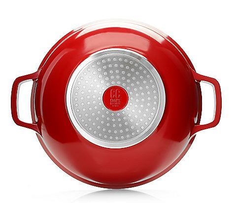 lot 14 image: Cooks Companion Perfect Weight Die Cast Aluminum Ceramic Nonstick 11 Covered Wok- SILVER