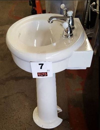 lot 121 image: American Standard Bathroom Sink Pedestal Combo Sink with 8 in. Centers in WhiteIvory