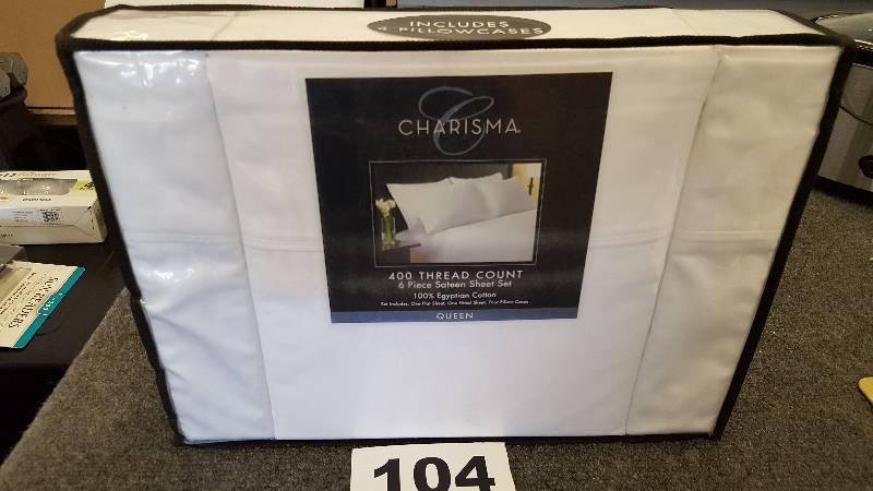 lot 104 image: 400TC Charisma 6-piece Queen Sheet Set 100% Egyptian Cotton