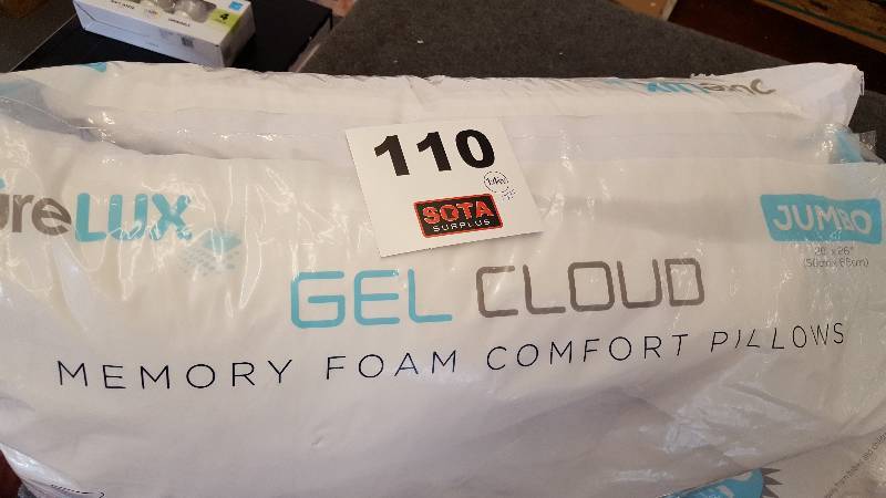 lot 110 image: PurLux Gel Cloud Memory Foam Comfort Pillows Set of 2