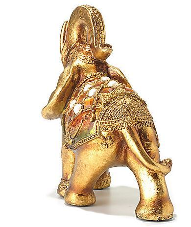 lot 94 image: Margie 8.25 Hand-Painted Golden Jeweled Elephant Figurine
