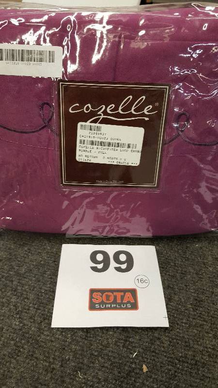 lot 99 image: Cozelle Microfiber Halo Embroidered Hem Six-Piece Sheet Set Full - Purple
