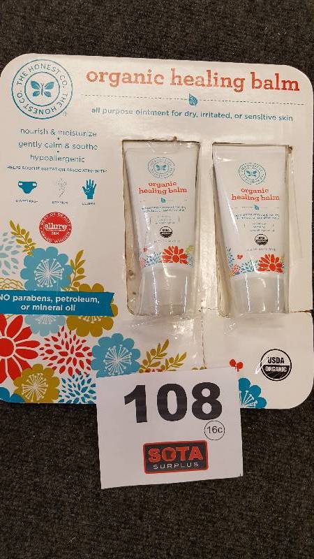 lot 108 image: THE HONEST CO.  ORGANIC HEALING BALM 2-pk