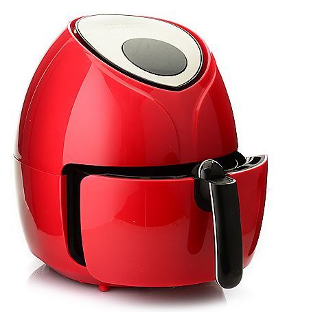 lot 14 image: Todd English 1700W 5.8 qt Touchscreen Digital Air Fryer w Steam Rack & Bake Pan - RED