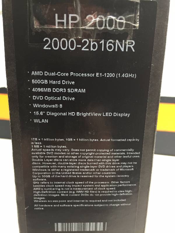 HP 2000 LAPTOP