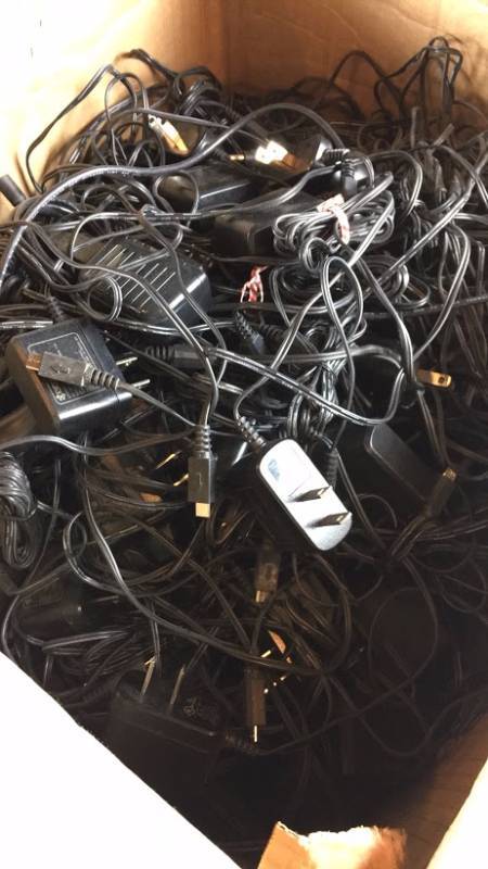 lot L80-1 image: Box FULL of Phone Chargers (Retail Value $150)