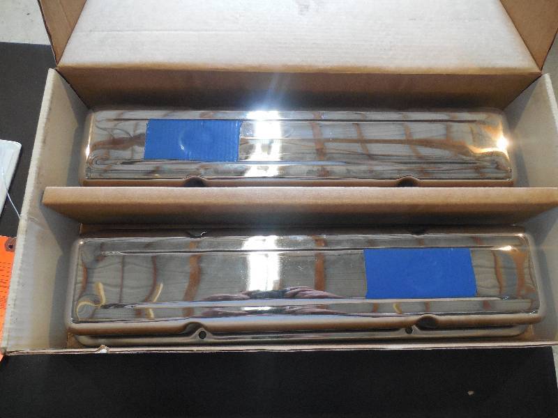 lot 332 image: NEW - CHEVY CHROME VALVE COVERS