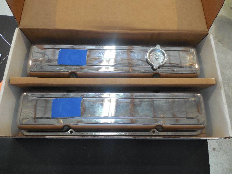 lot 333 image: NEW - CHEVY CHROME VALVE COVERS