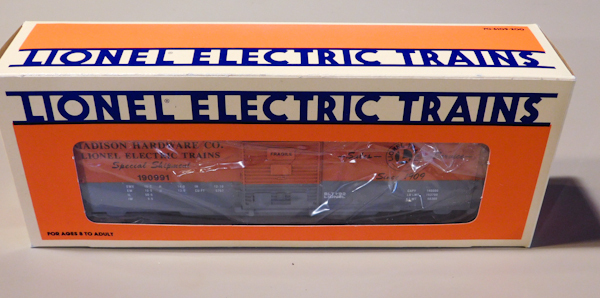 lot 21 image: Lionel Electric Trains Madison Hardware Co. railcar.