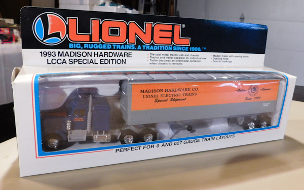 lot 45 image: Lionel Madison Hardware Tractor and Trailer in box ,Model trucks, collectible,