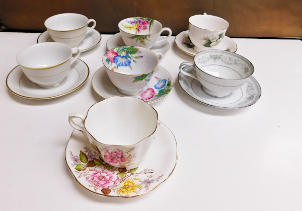 lot 56 image: several cups with matching saucers