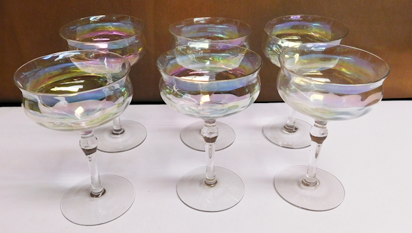 lot 57 image: 6 iridescent stemware