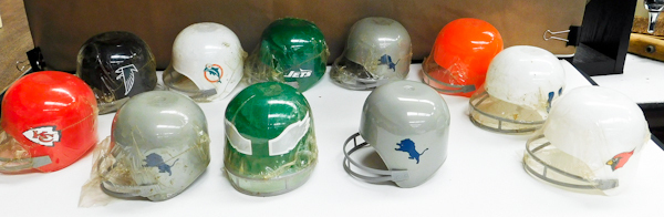 lot 88 image: Several vintage plastic NFL helmets see photos for particular teams.