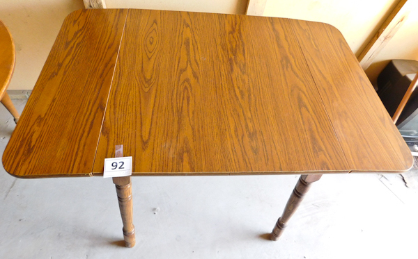 lot 92 image: solid wood drop leaf dining room table