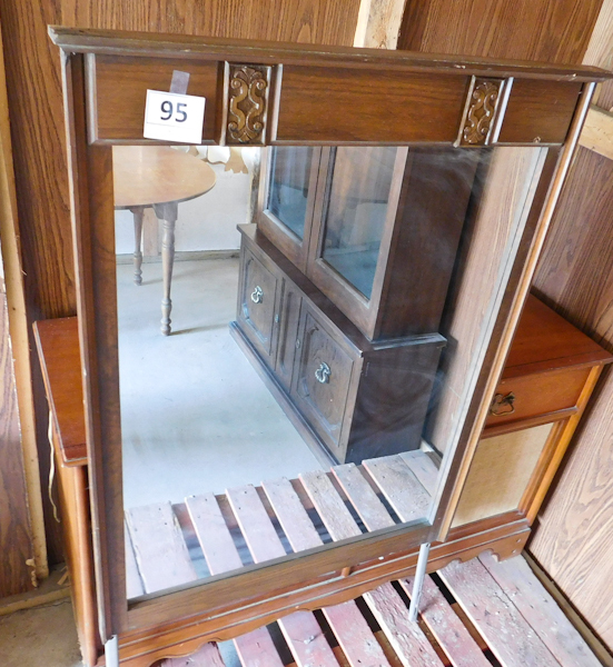 lot 95 image: mid century modern bedroom mirror can be dresser mounted or hung on the wall