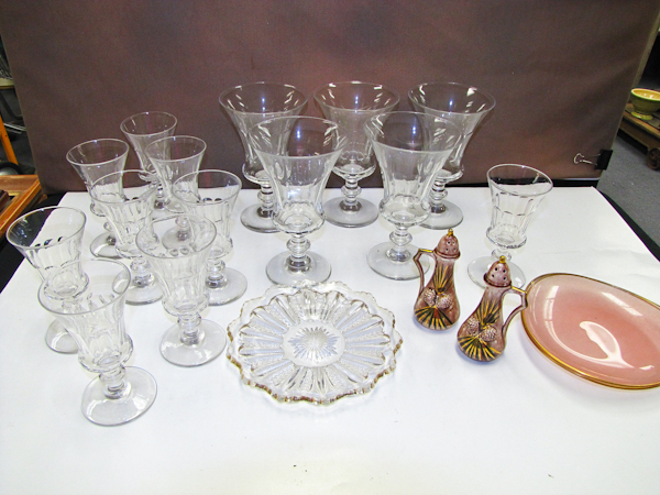 lot 122 image: large lot of stemware and S&P and more
