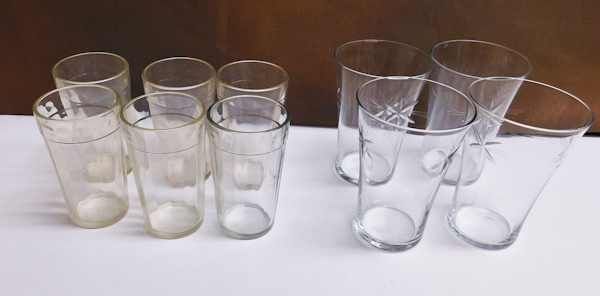 lot 54 image: 10 drinking glasses 6 matching and 4 matching