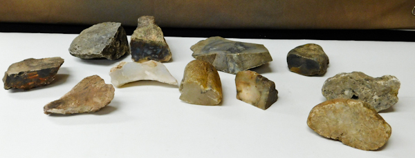 lot 133 image: 4.5 lbs of flat cut stones various types of stone