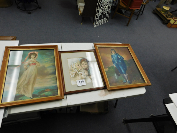 lot 178 image: three vintage framed collectible prints
