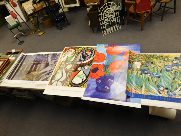 lot 179 image: 4 art posters 2 Van Gough, 1 Picasso and 1 Laughlin