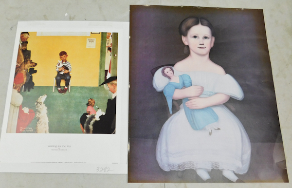 lot 184 image: 2 prints one is a Norman Rockwell Waiting for the Vet
