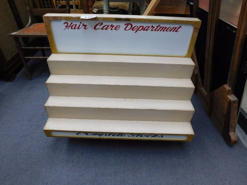 lot 196 image: Vintage backlight Hair Care Department display