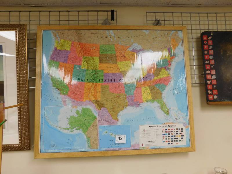 lot 48 image: Framed map of the United States