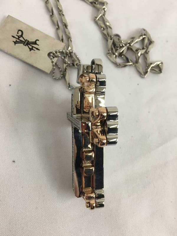 Brooklyn Exchange Rosetone Steel CZ Cross Pendant