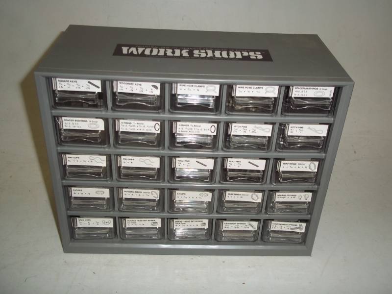 lot 137 image: New Hardware bins with hardware
