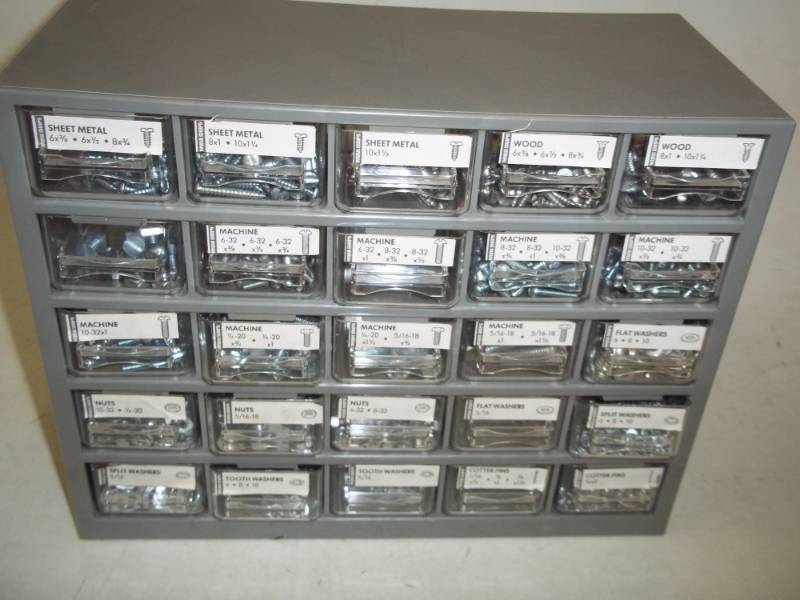 lot 138 image: New Hardware bins with hardware