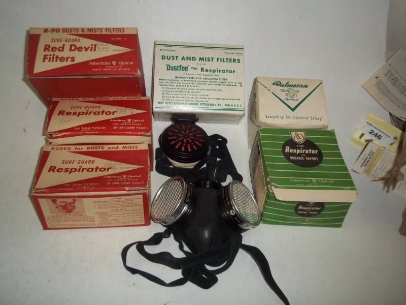 lot 183 image: 3 Vintage respirators with filters