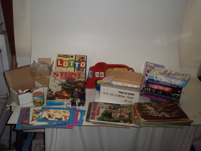 lot 260 image: Vintage decals, Vintage books, Vintage toys and nail care kit