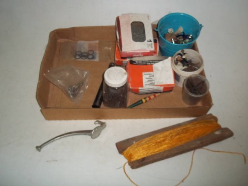 lot 310 image: Nails, drill bits, surveyors line, and key chains