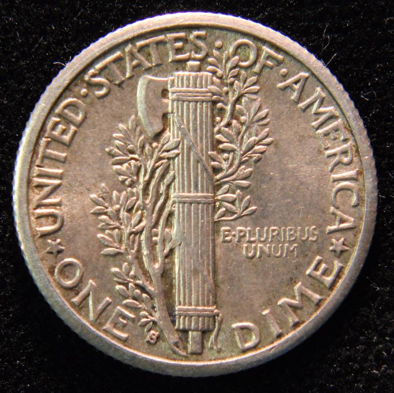 1916-S MERCURY SILVER DIME UNC