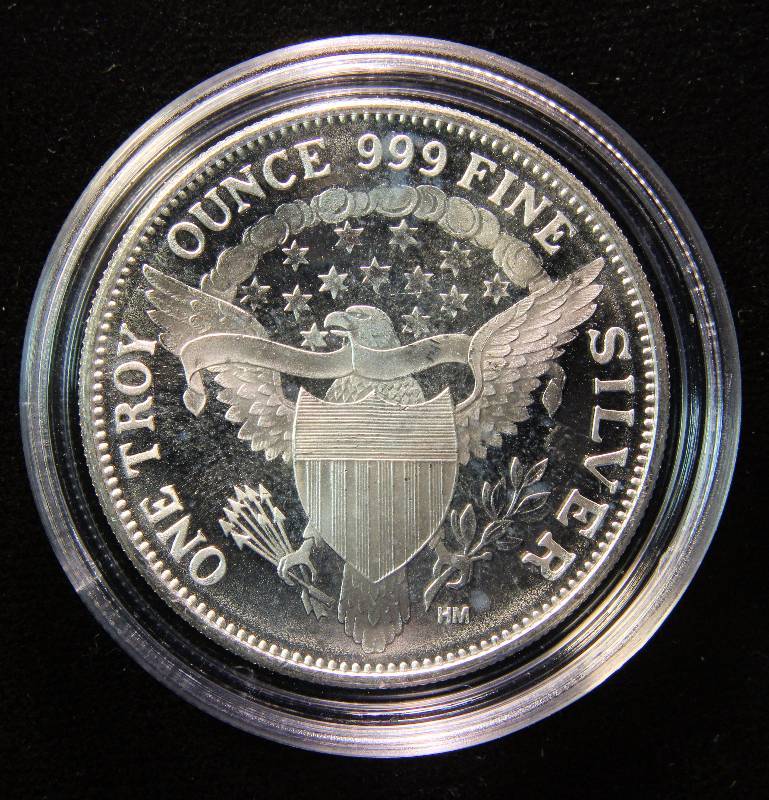 1 TROY OZ. .999 FINE SILVER KENNEDY DESIGN IN AIRTITE HOLDER