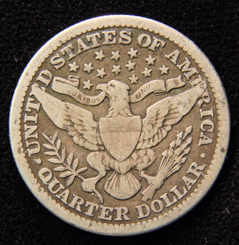 1907 BARBER SILVER QUARTER VG-FINE