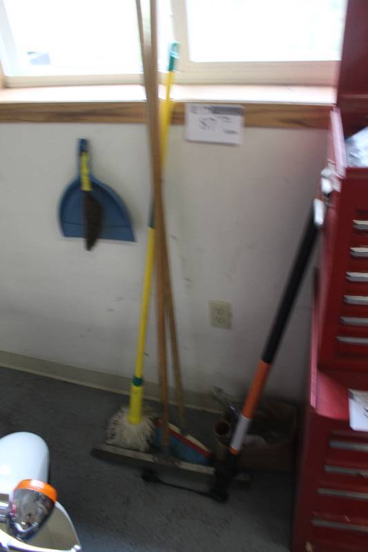 lot 87 image: Corner Lot of Brooms, Mop, Paint Extension