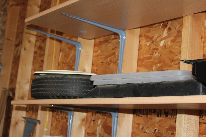 lot 98 image: Shelf Lot Including Power Washer, Spare Tire, Vent Hood