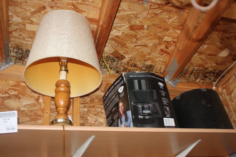 lot 161 image: Shelf Lot Including Lamps, Buckets