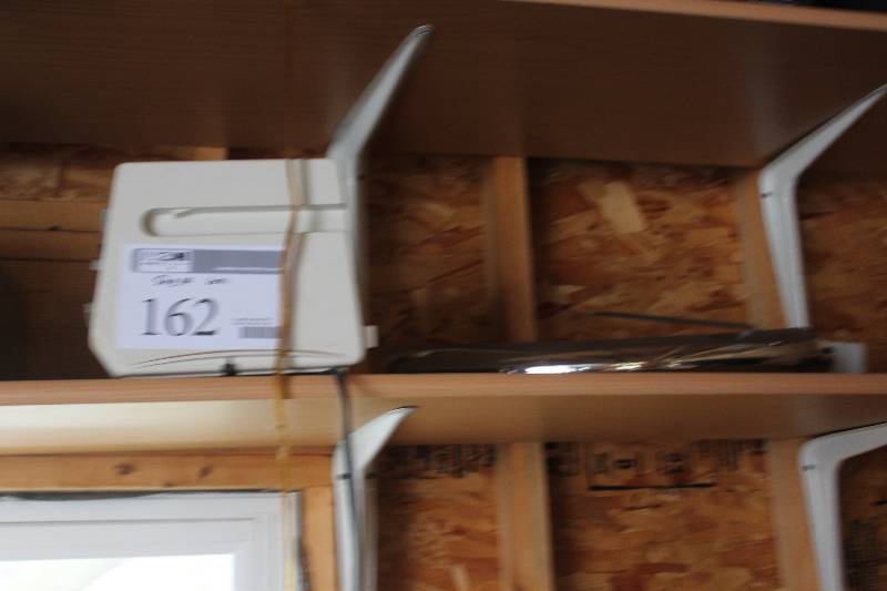 lot 162 image: Shelf Lot Including Printer, Toaster, Tires