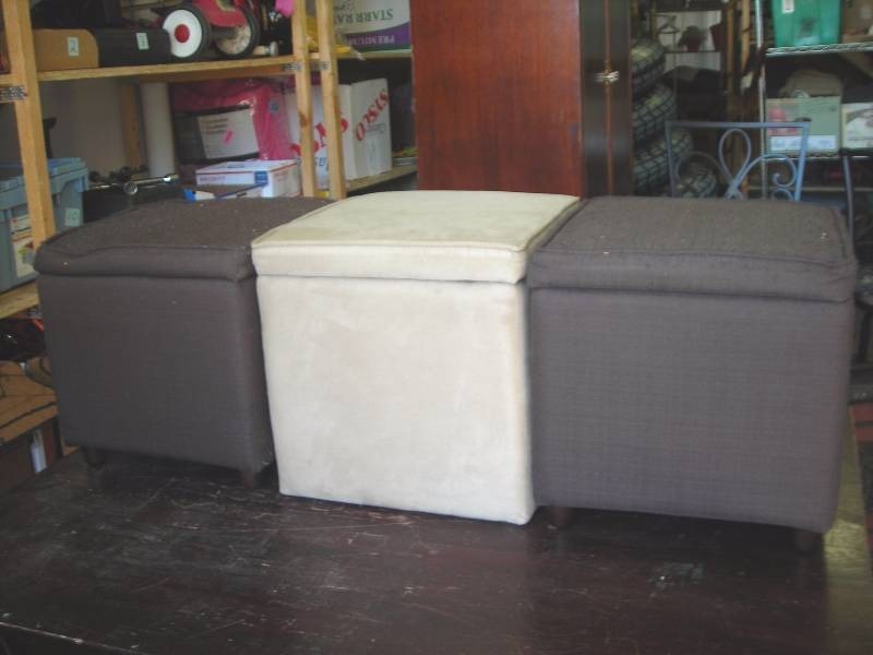 lot 2 image: 3-Fabric Upholstered Storage Cubes