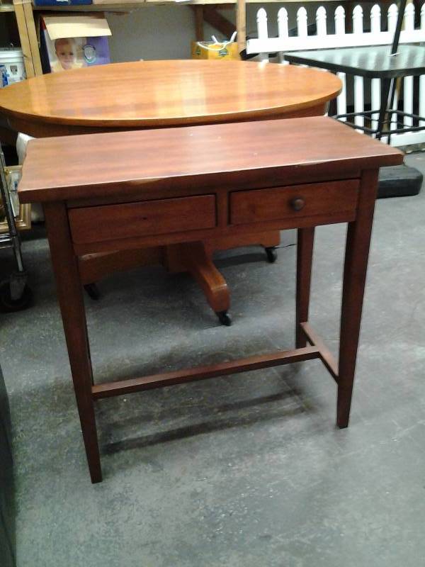 lot 19 image: Wood TableCredenza With 2-Drawers